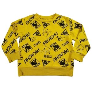 🟢K1053 * Pokemon Boys Pikachu Graphic Sweatshirt Yellow Black Size XS